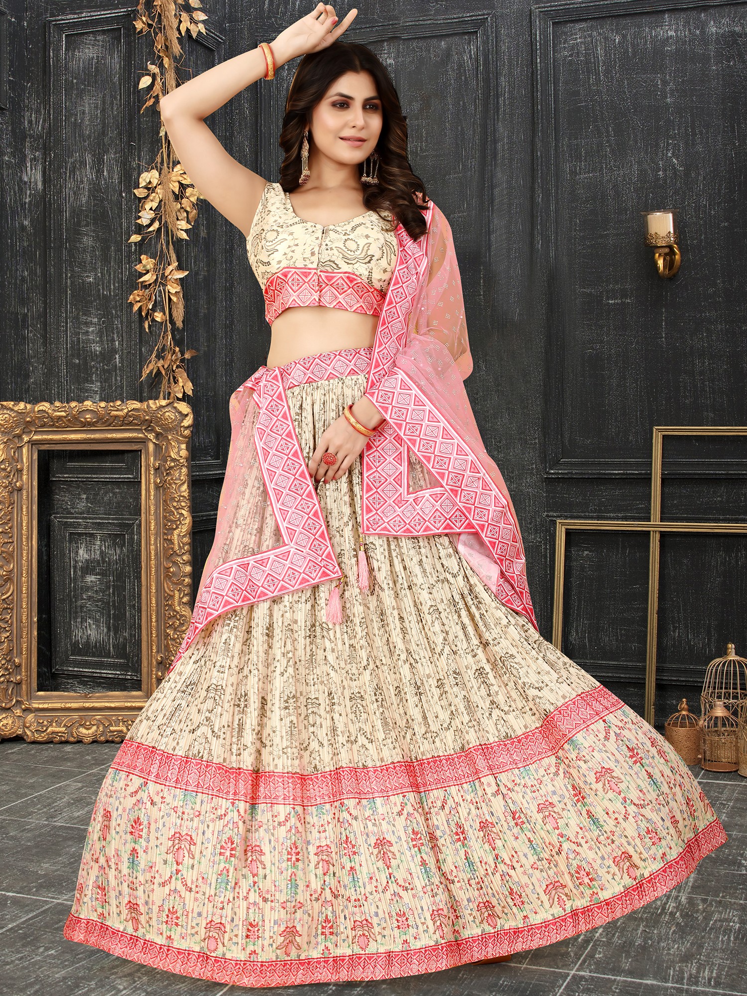 Buy Online Yellow And Pink Straight Cotton Girls Lehenga Set for Women &  Girls at Best Prices in Bib