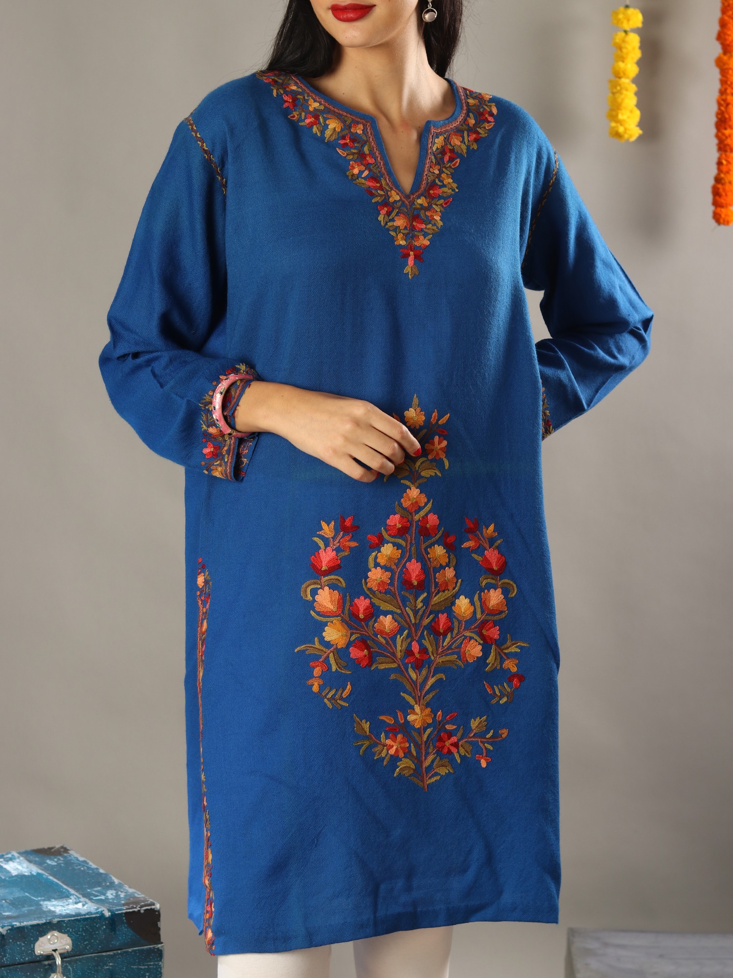 Woolen Women Kurtis Woolen Pheran with Unique Kashmiri Charming Embroidery  Stylish Winter Wear for Women Free Size - Price History