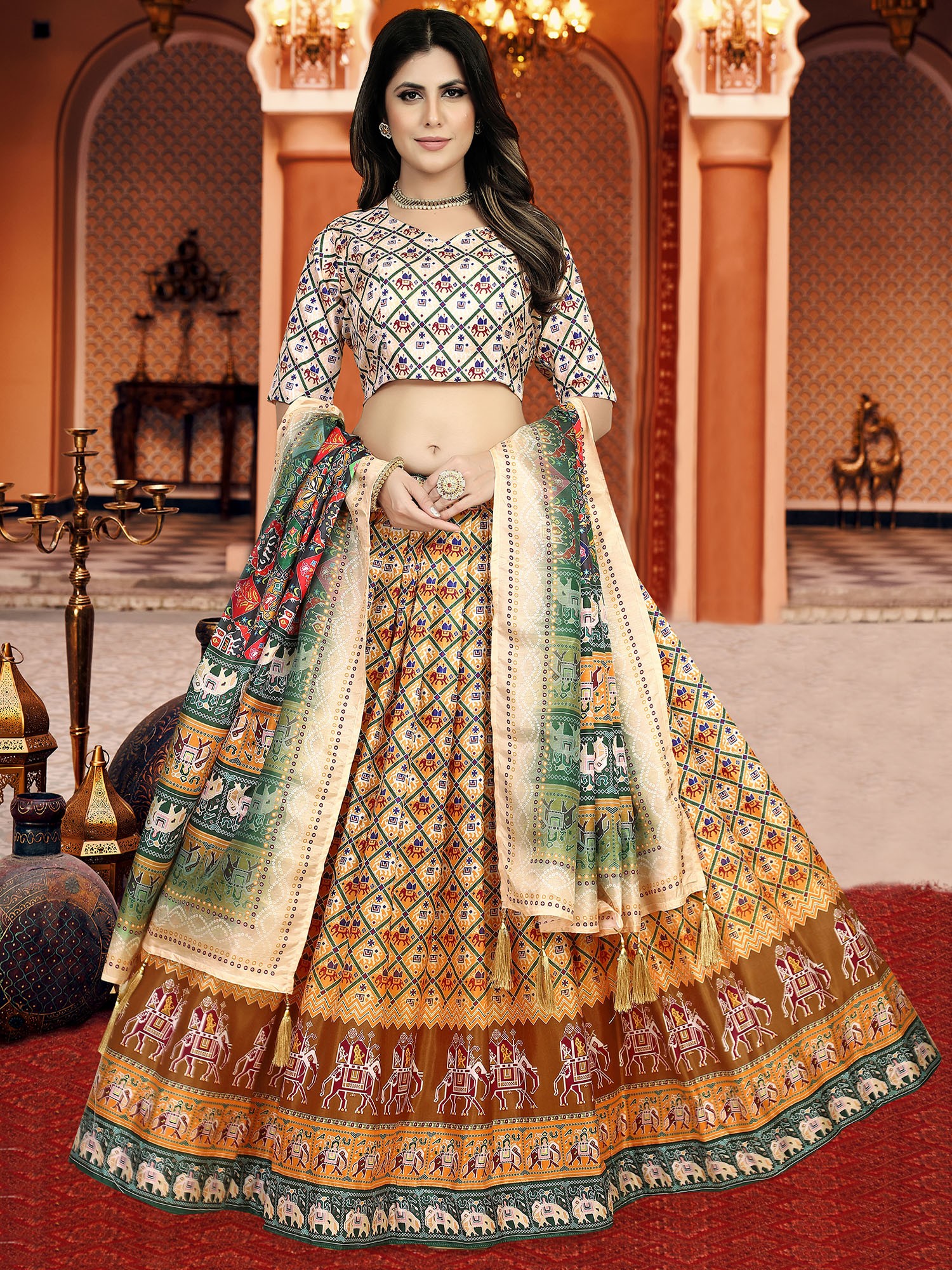 Lvory Lehenga Set With Red Border In Zari Embroidered – paanericlothing