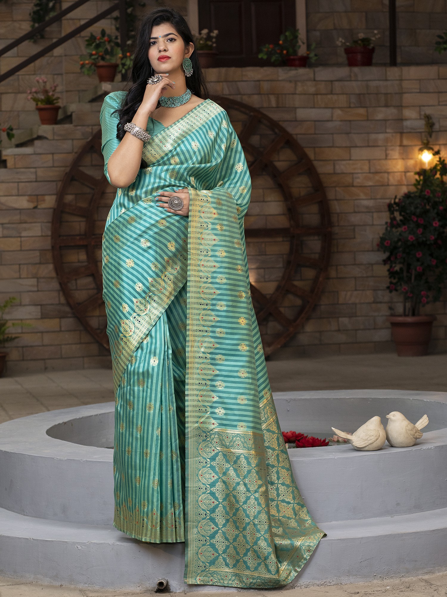 Designer Pashmina Banarasi Silk Saree (adi61458)