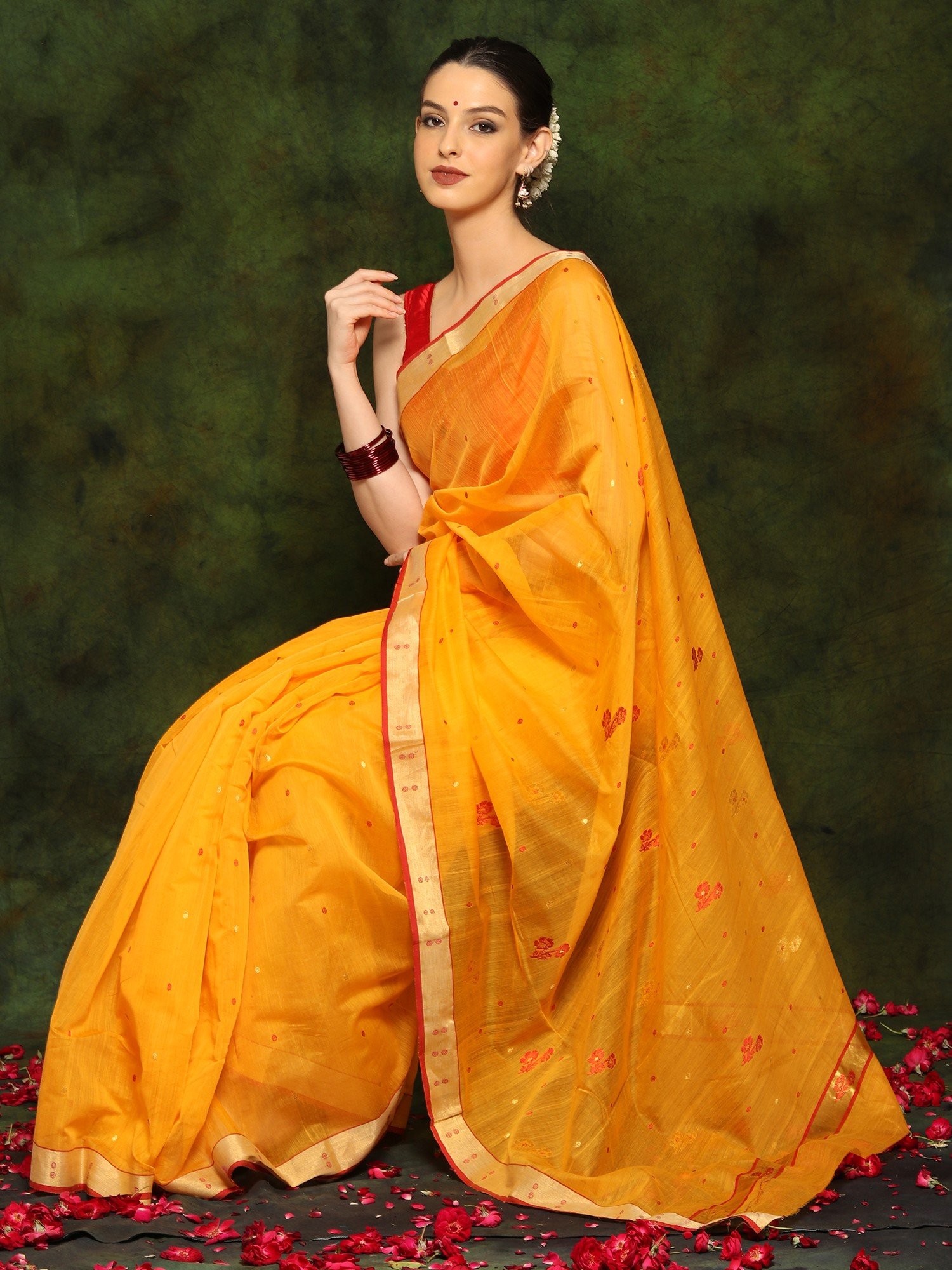 Golden Silk Blend Saree