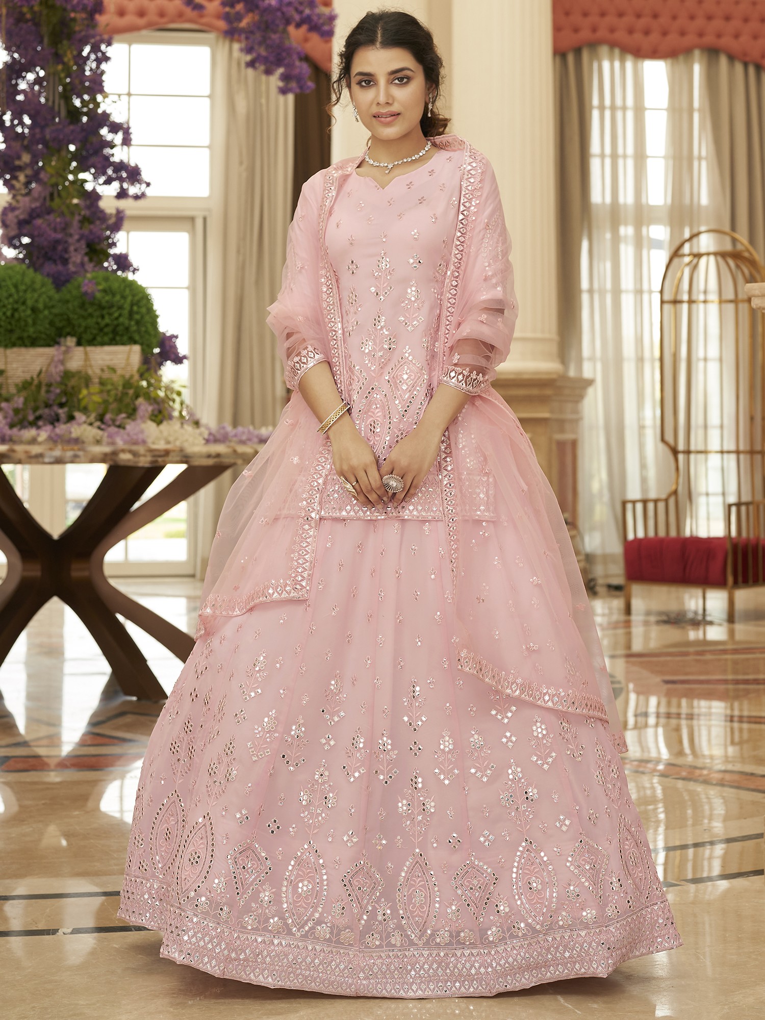 LADLI Pastel Floral Lehenga Skirt | Floral lehenga, Indian fashion dresses,  Simple lehenga