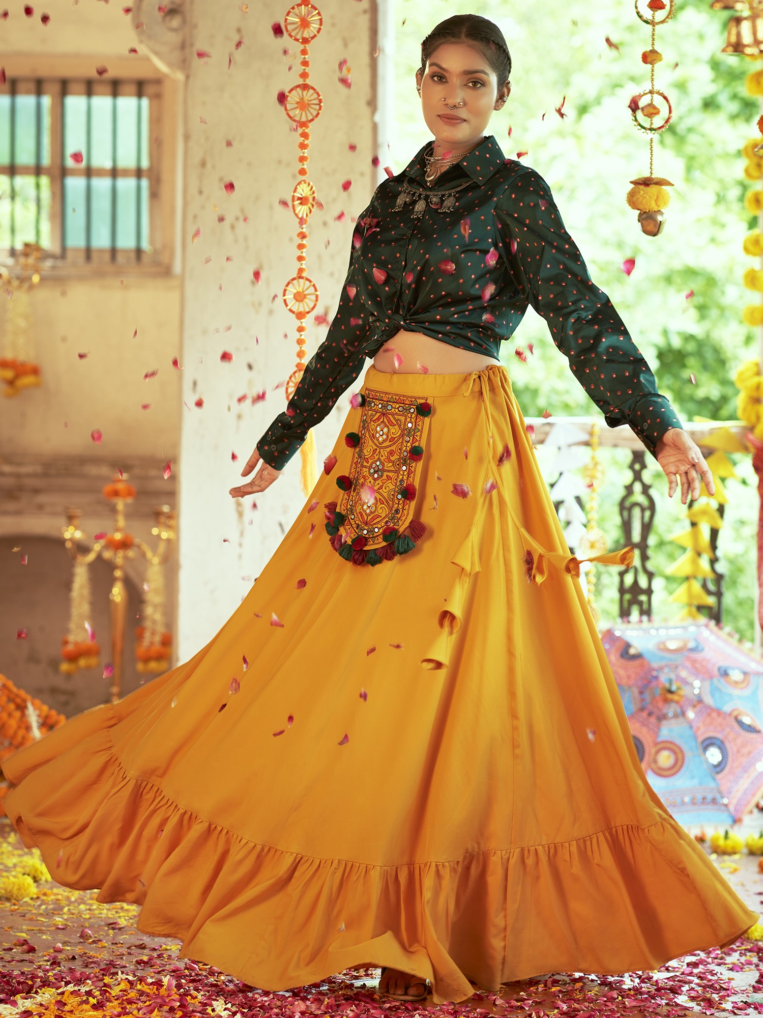 Yellow Colour Digital Printed Work Navratri Lahenga Choli With Dupatta