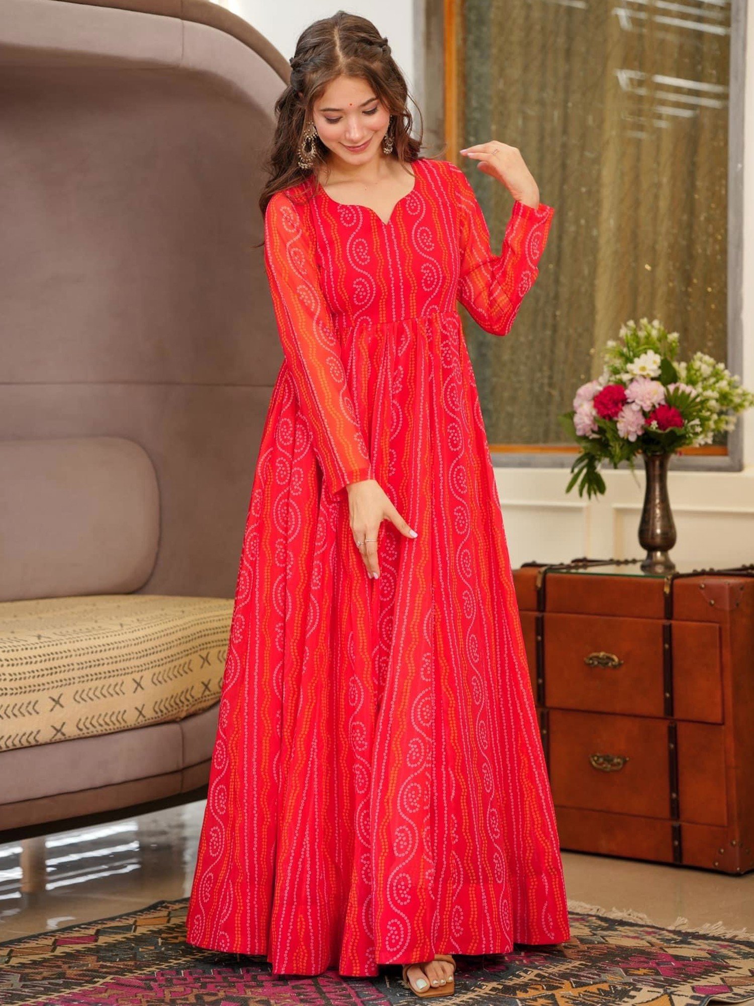 Red Thread Embroidered Anarkali | Red colour dress, Fashion attire, Dress  indian style
