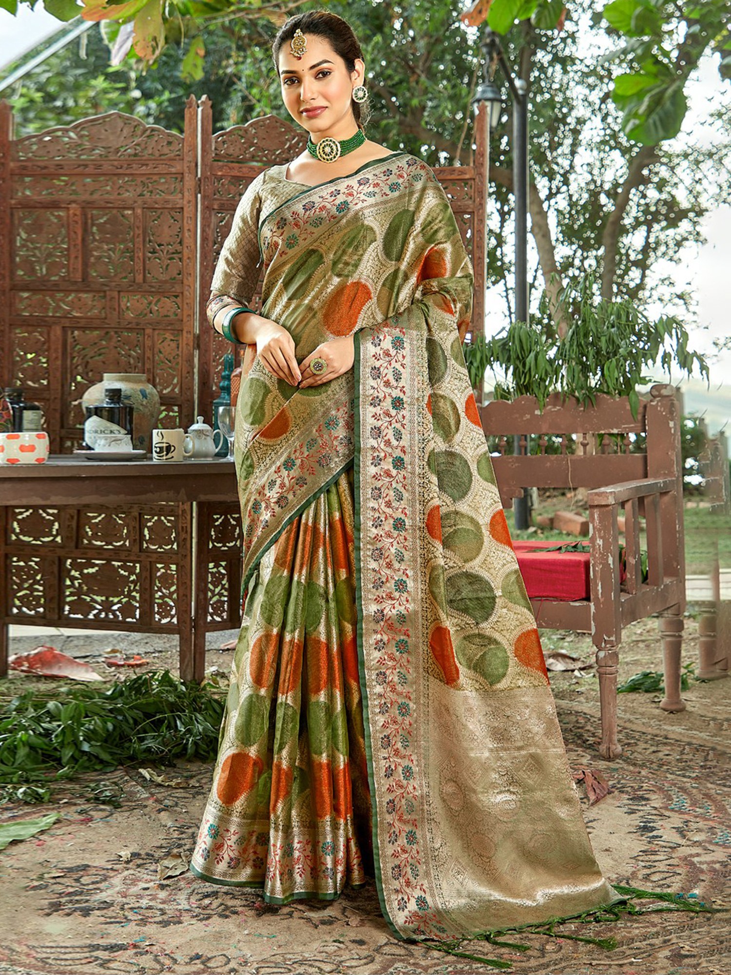 Pista-Green Pure Organza Embellished Designer Lehenga Choli with Pink  Dupatta