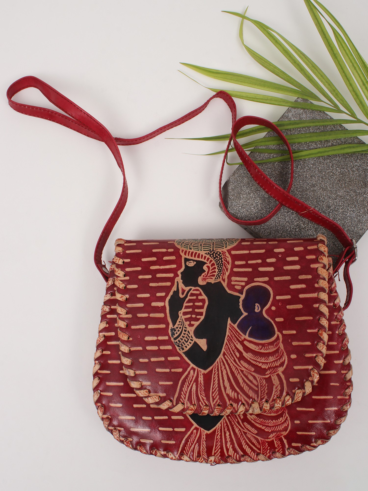 Real Leather Handmade Tote Bag India Shantiniketan Boho Purse Shopper Girls  | eBay