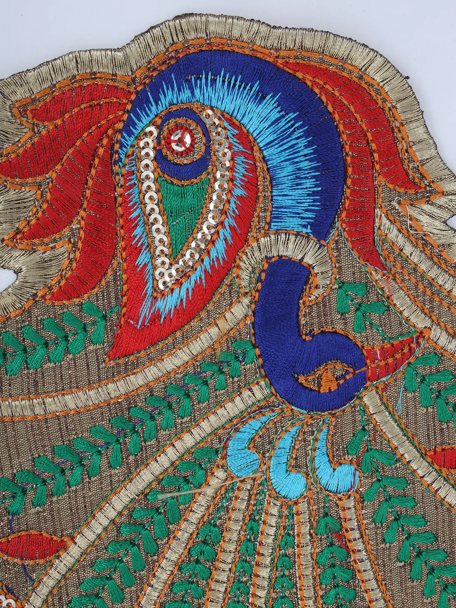Peacock Design Sequins-Thread Work Patch, alternate view