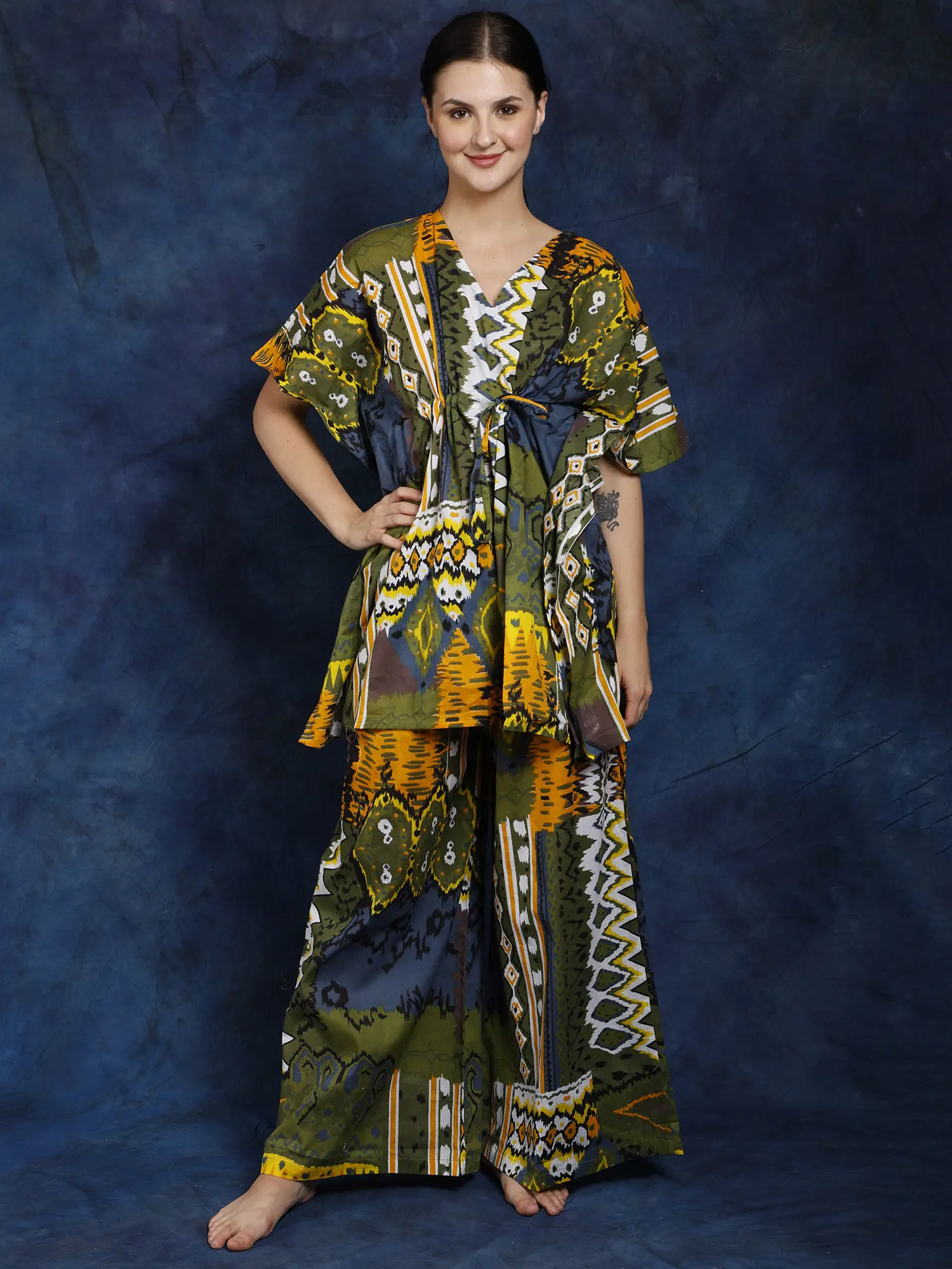 Pure Cotton Kaftan Style Printed Co-Ord Set