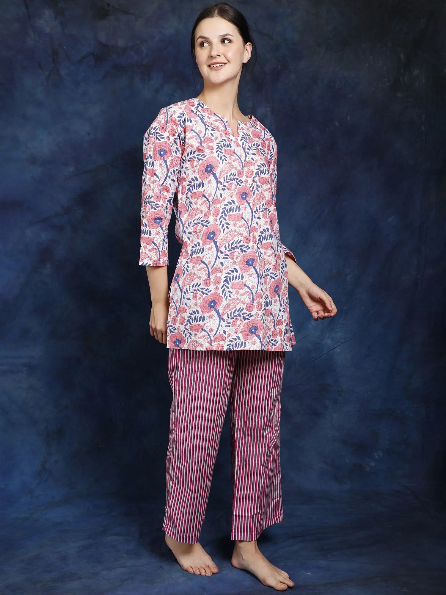 Pure Cotton Floral Printed Co-Ord Set for Evening Wear, alternate view