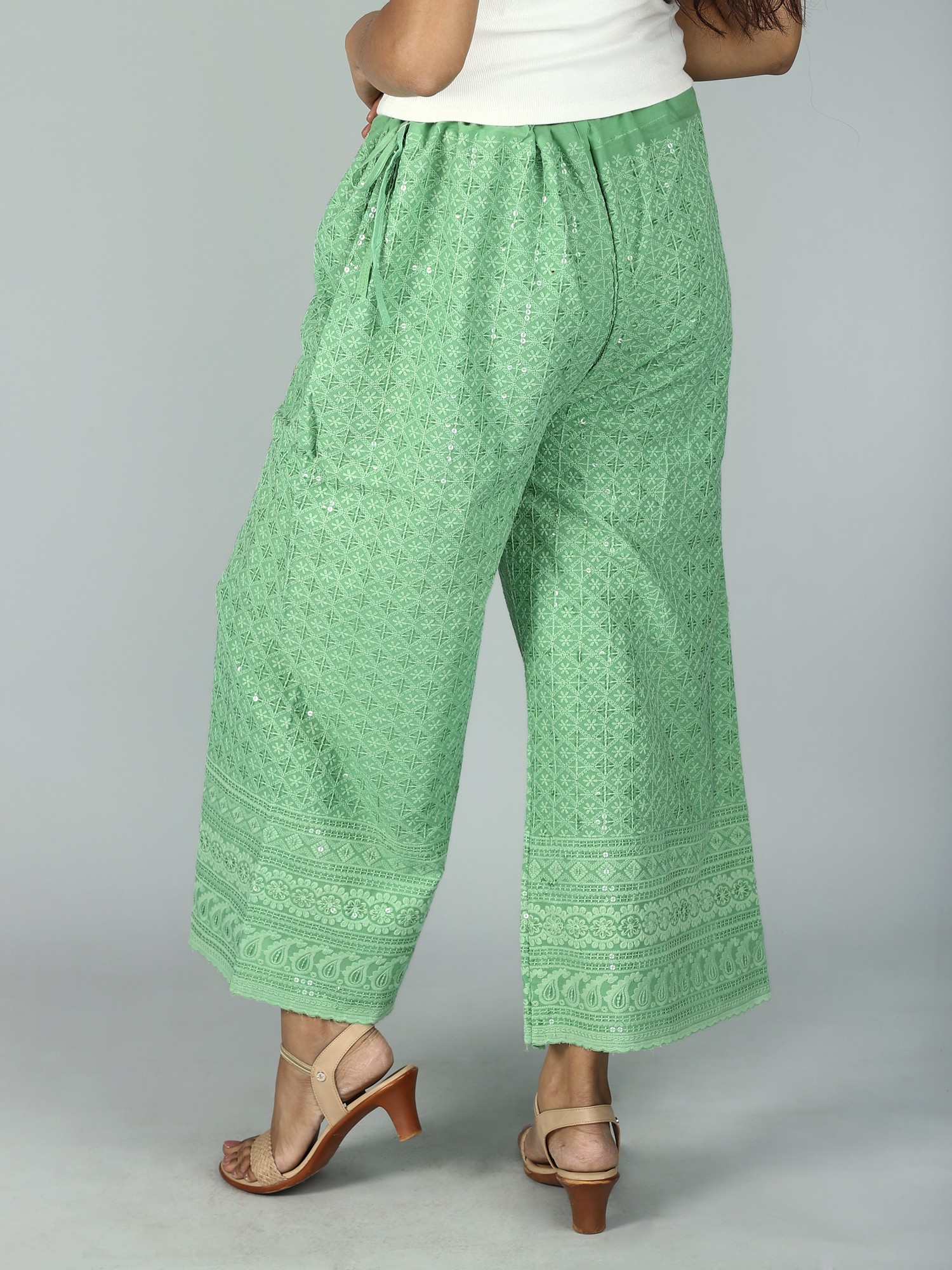 Buy Lime Green Gota Chanderi Pants | AM-WP-11/ABR11SEP | The loom