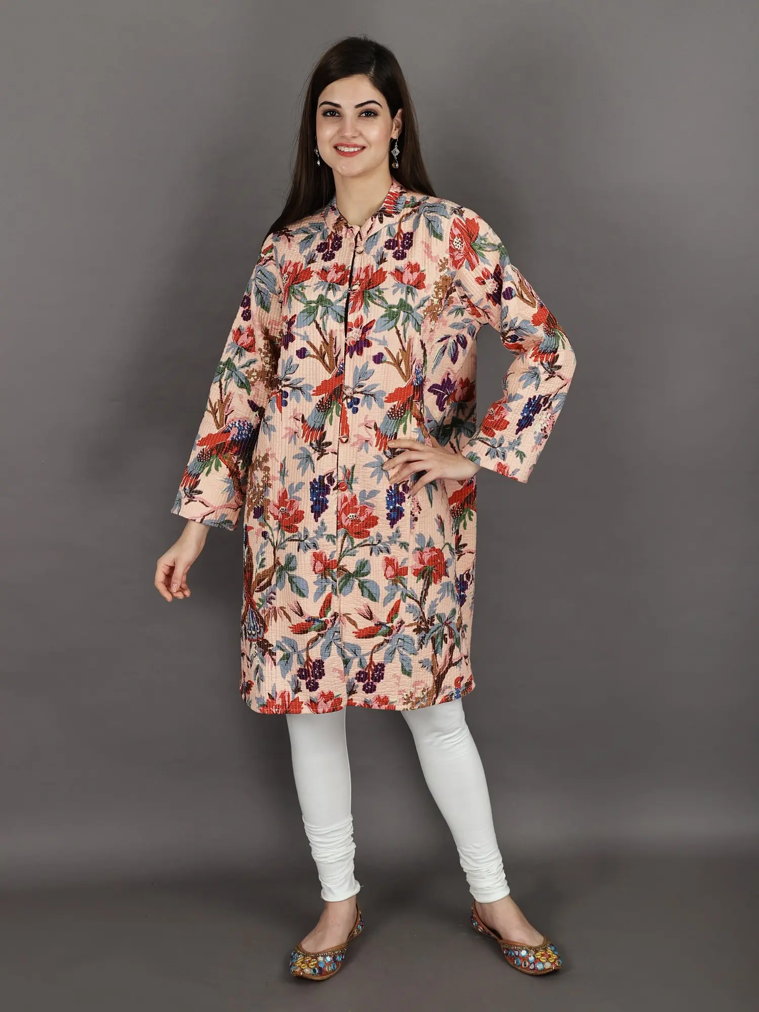 Pure Cotton Block-Printed Reversible Quilted Jacket From Jodhpur