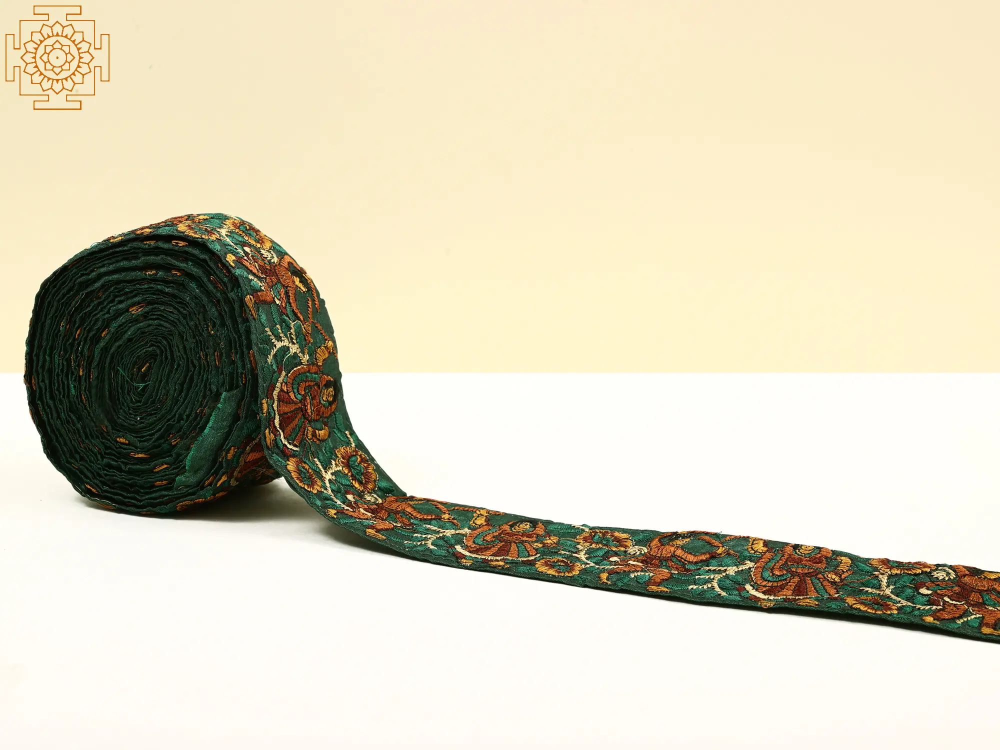 Greener-Pastures Fabric Border with Embroidered Dandiya Raas Dance