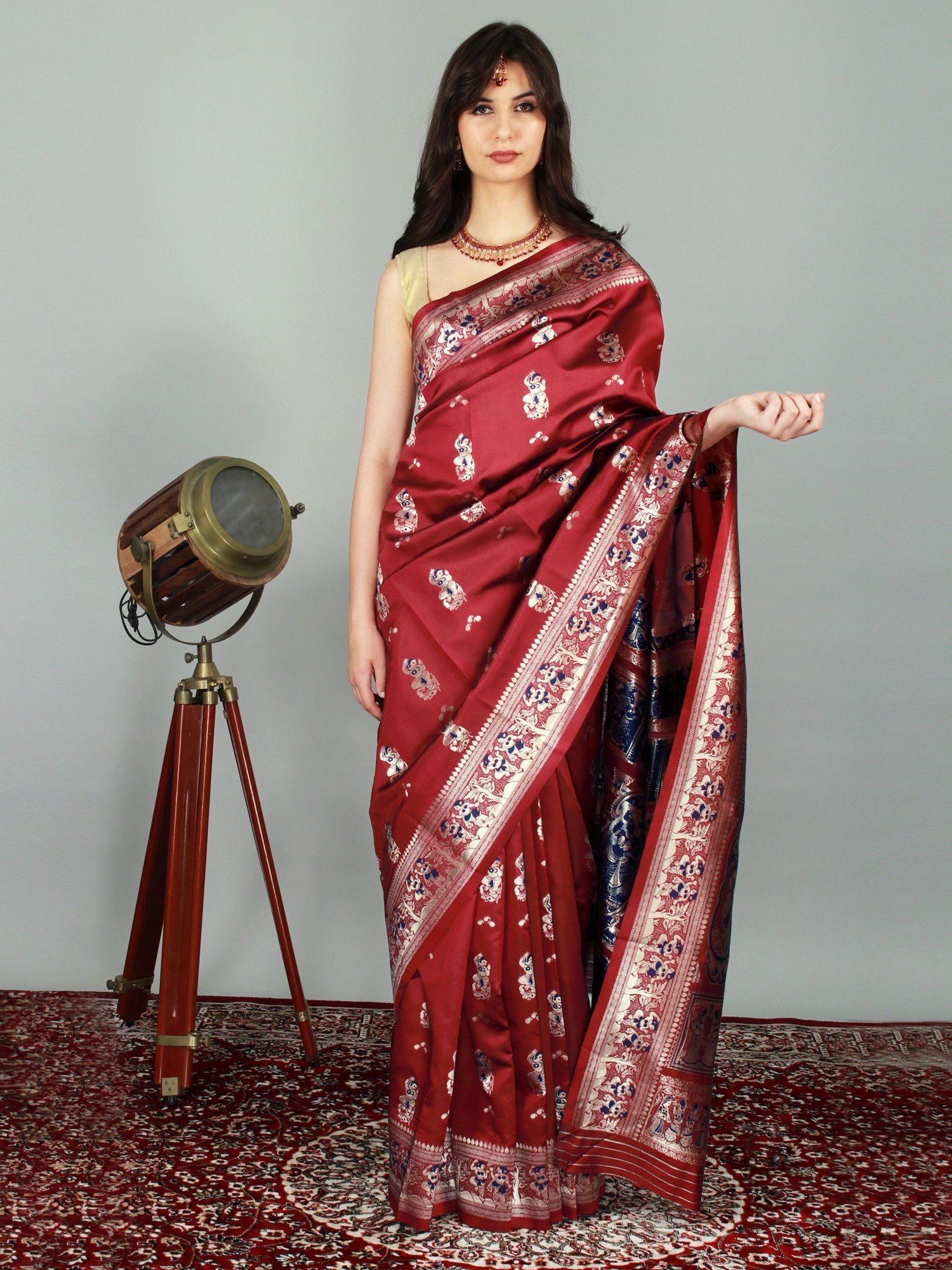 Buy Red Revival Baluchari Saree on Pure Bishnupuri Silk Online in India -  Etsy