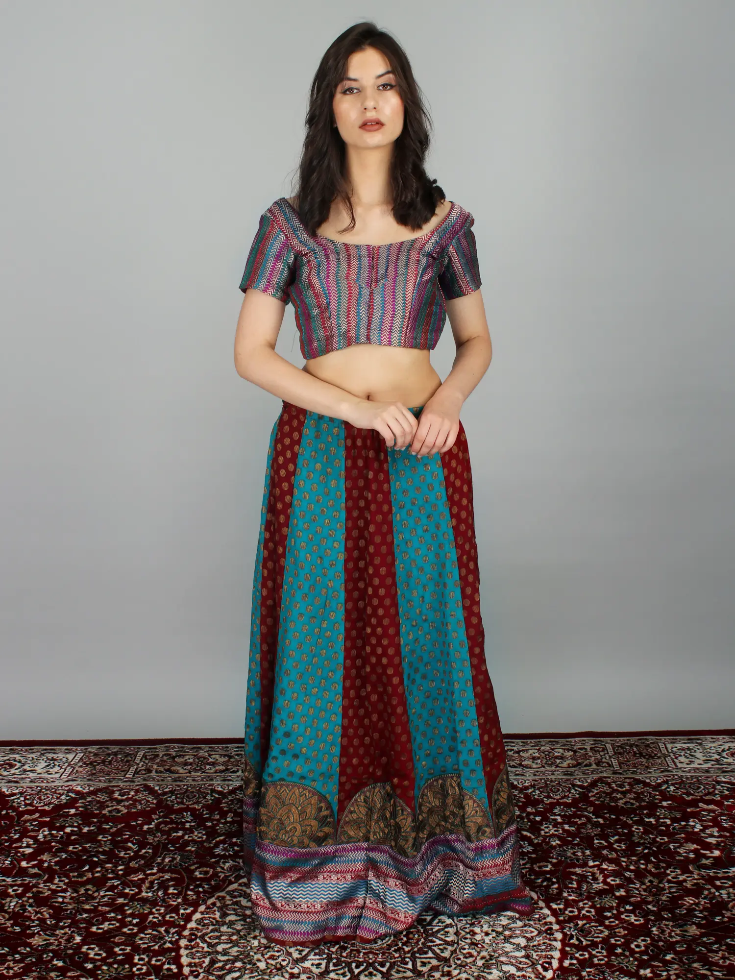 Tahitian-Tide Banarasi Bridal Lehenga Choli with Rich Brocade Design, alternate view