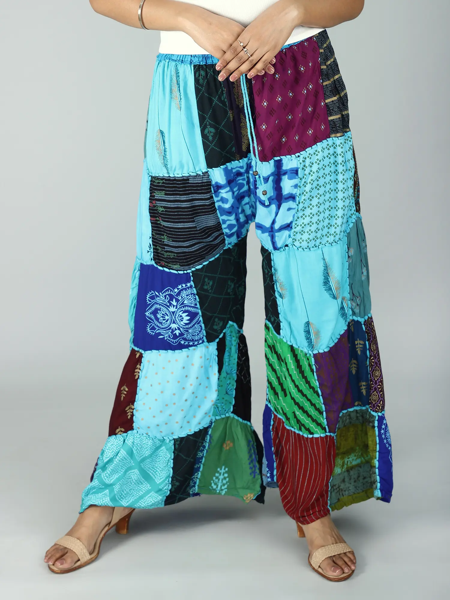 Patch Work Printed Dori Palazzo from Gujarat