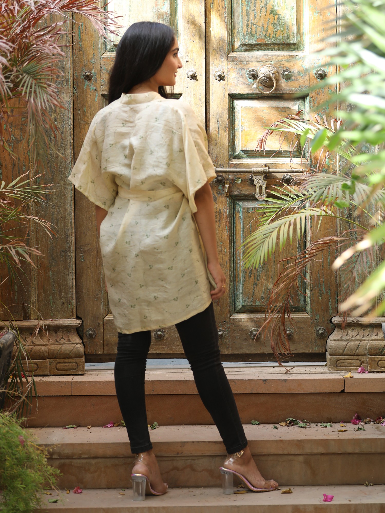 Vintage Pure Silk Long Shrug Jacket From Jodhpur