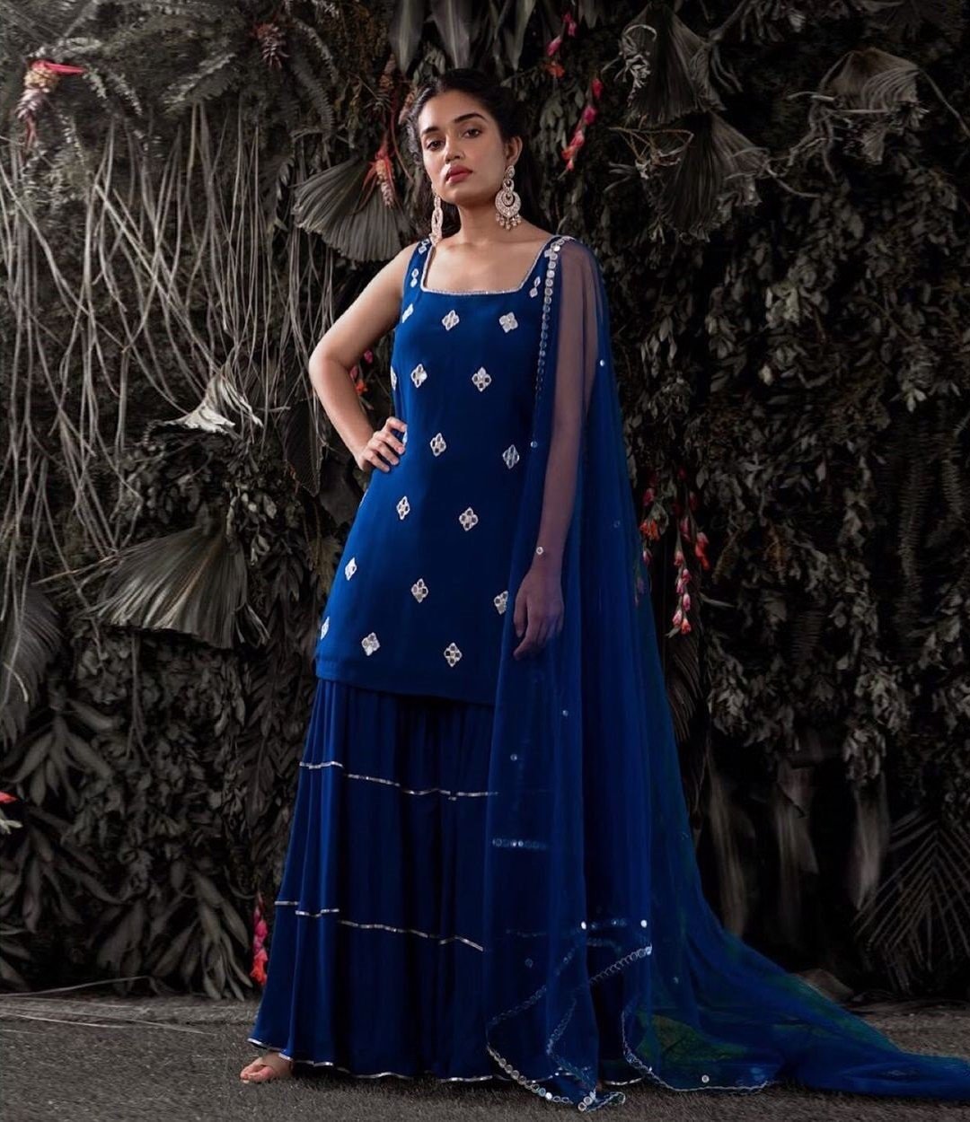 Royal-Blue Georgette Suit-Sharara Set With Gota-Zari All-Over Work And  Soft-Net Dupatta | DIFFERENT TYPES OF SHARARA SUIT