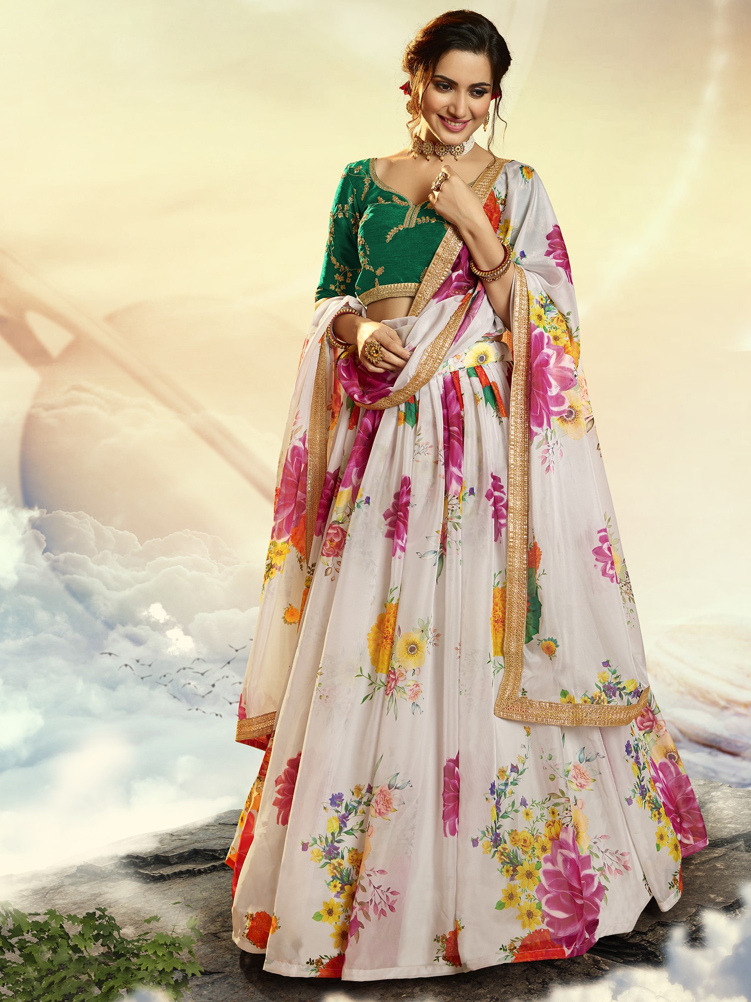 Gorgeous Pink Color Wedding Wear Designer Organza Digital Printed Lehenga  Choli – Kirdaram