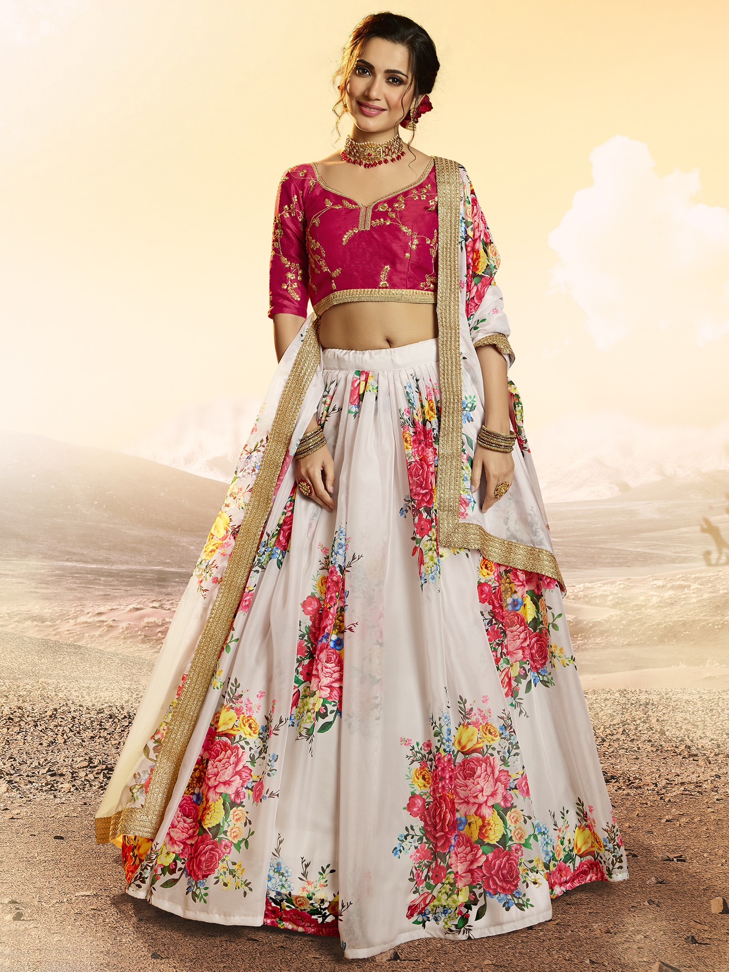 Women's Ethnic Digital Print Lehenga Choli Wedding Party Fancy Lengha Skirt  Wear | eBay
