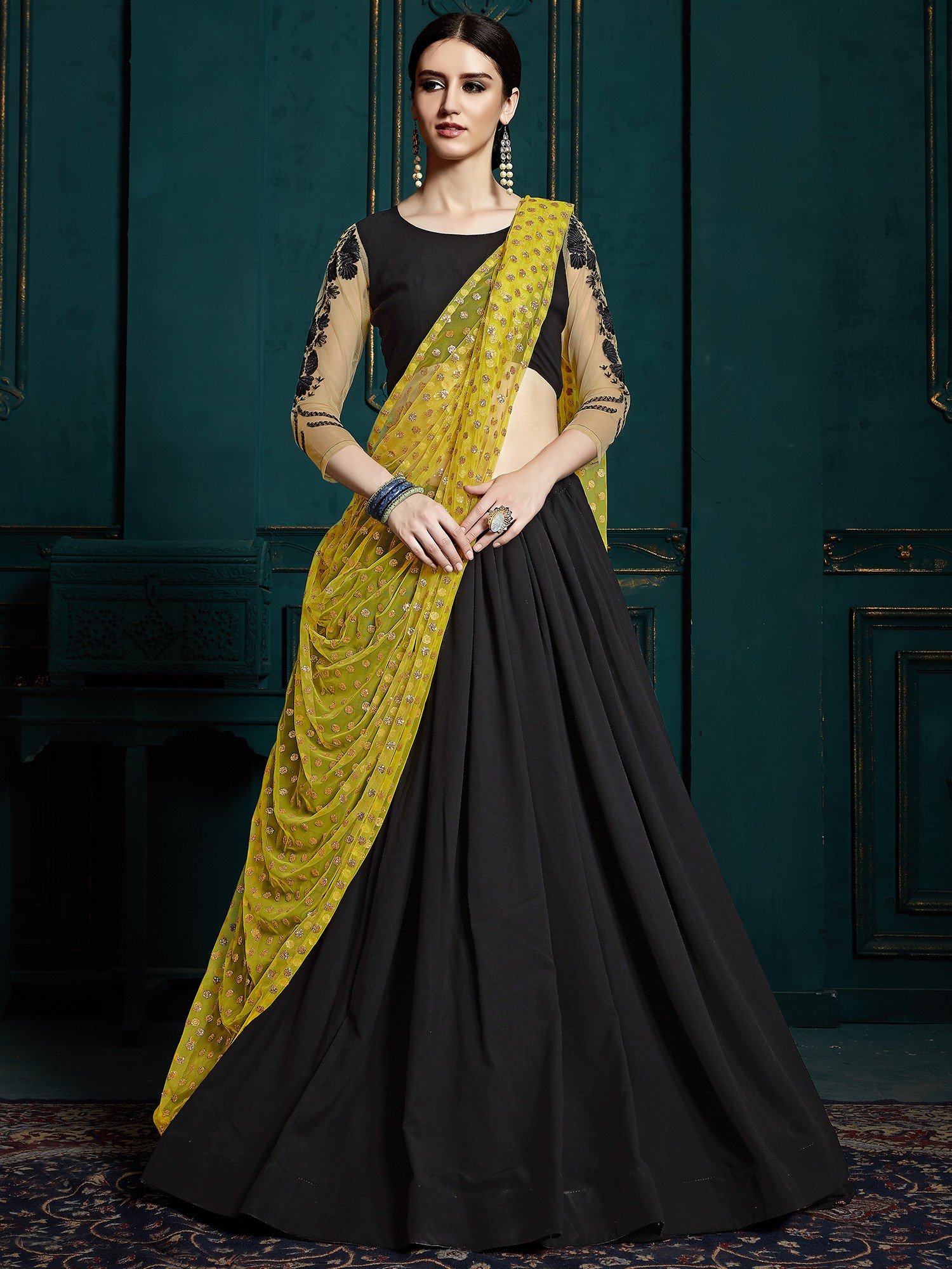 Lowest price | Black Bridal Silk Designer Lehenga Choli, Black Bridal Silk  Designer Lehengas and Black Bridal Silk Ghagra Chaniya Cholis online  shopping | Page 5