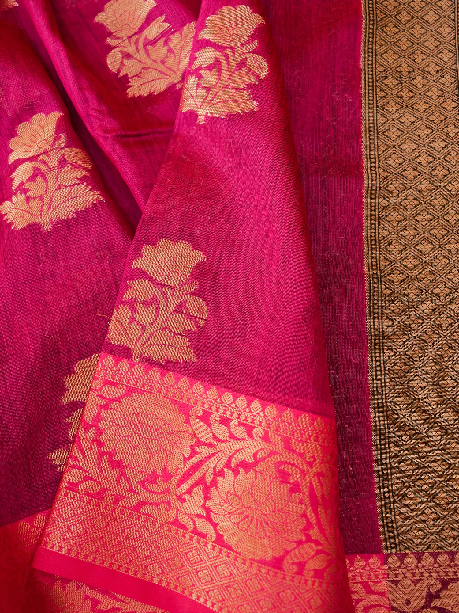 Art Silk Banarasi Saree With Brocaded Anemone Motif Exotic India Art