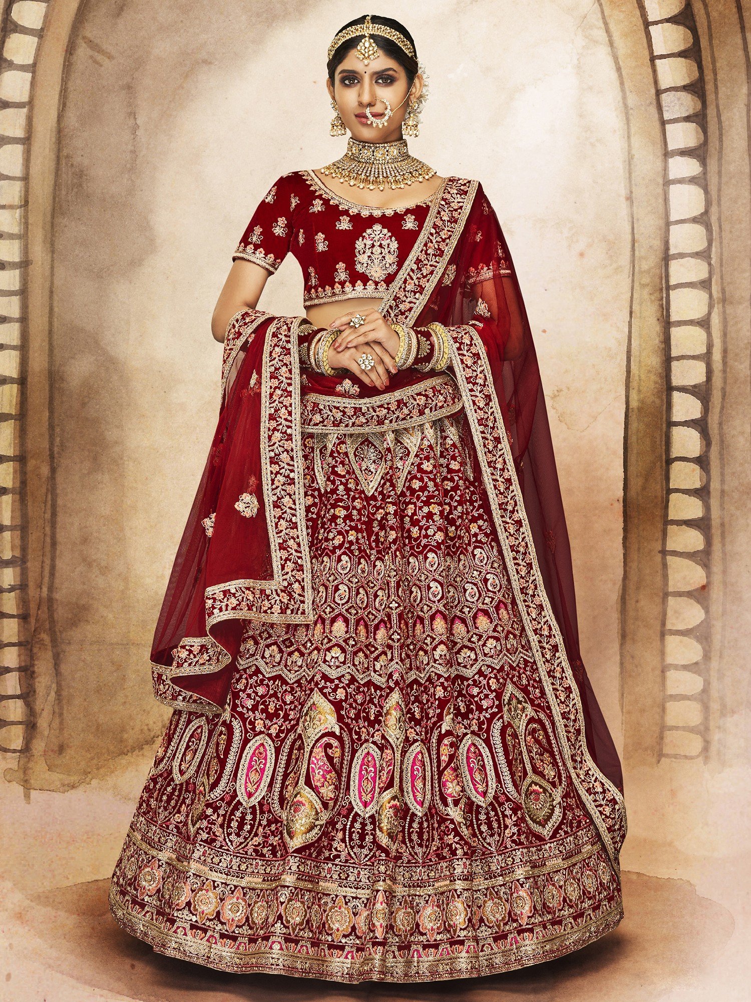 Rajwadi Silk , Multicolor , Jacquard Woven Print , Heavy Stone Work ,  Lehenga Choli , Black Blouse