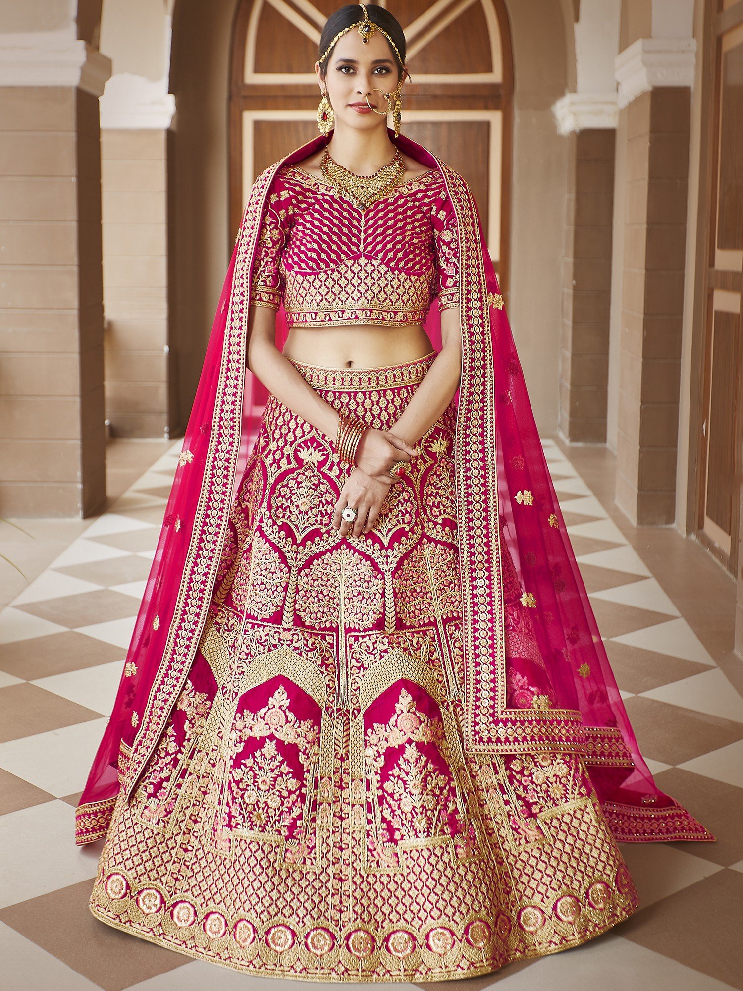 Magenta Embroidered Bridal Lehenga Choli | Indian bridal dress, Pink bridal  lehenga, Indian bridal outfits