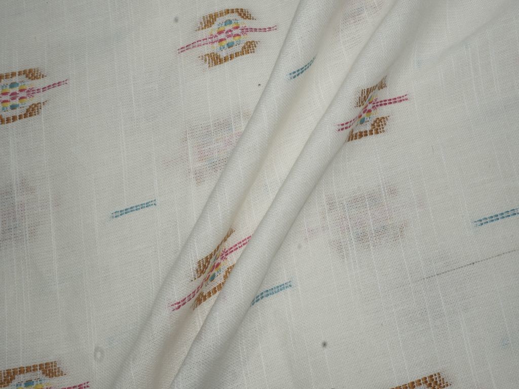 White cotton fabric with Silver color stripe lurex weave 44"