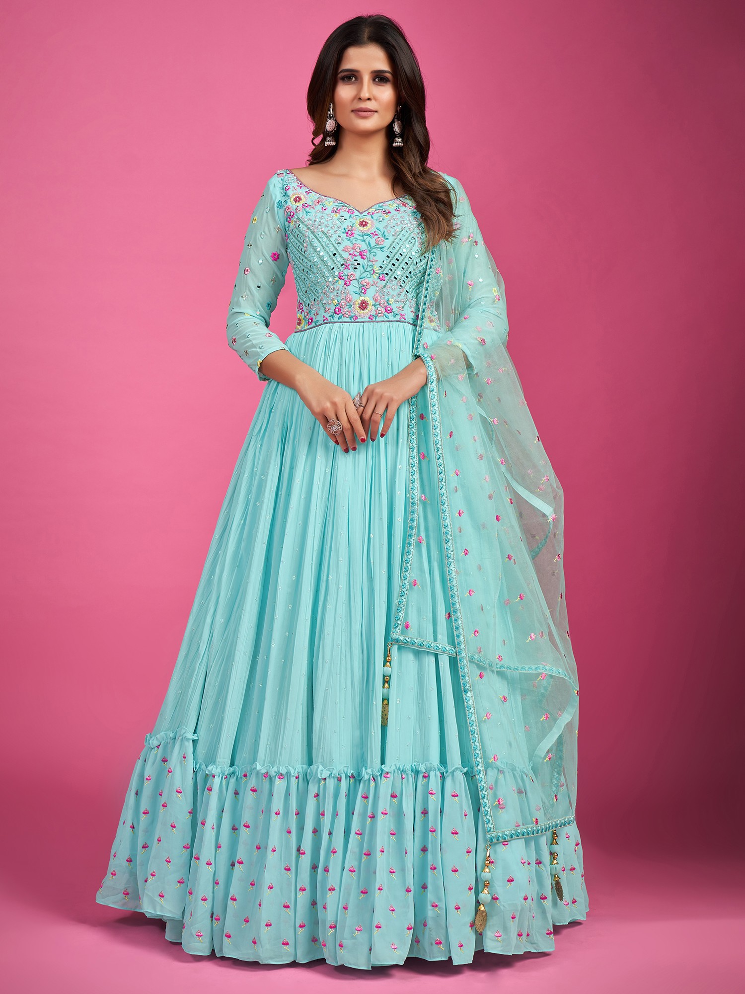 Embroidered Art Silk Anarkali in Navy Blue | Elegant Ethnic Wear | Silk  anarkali suits, Anarkali dress, Blue embroidery