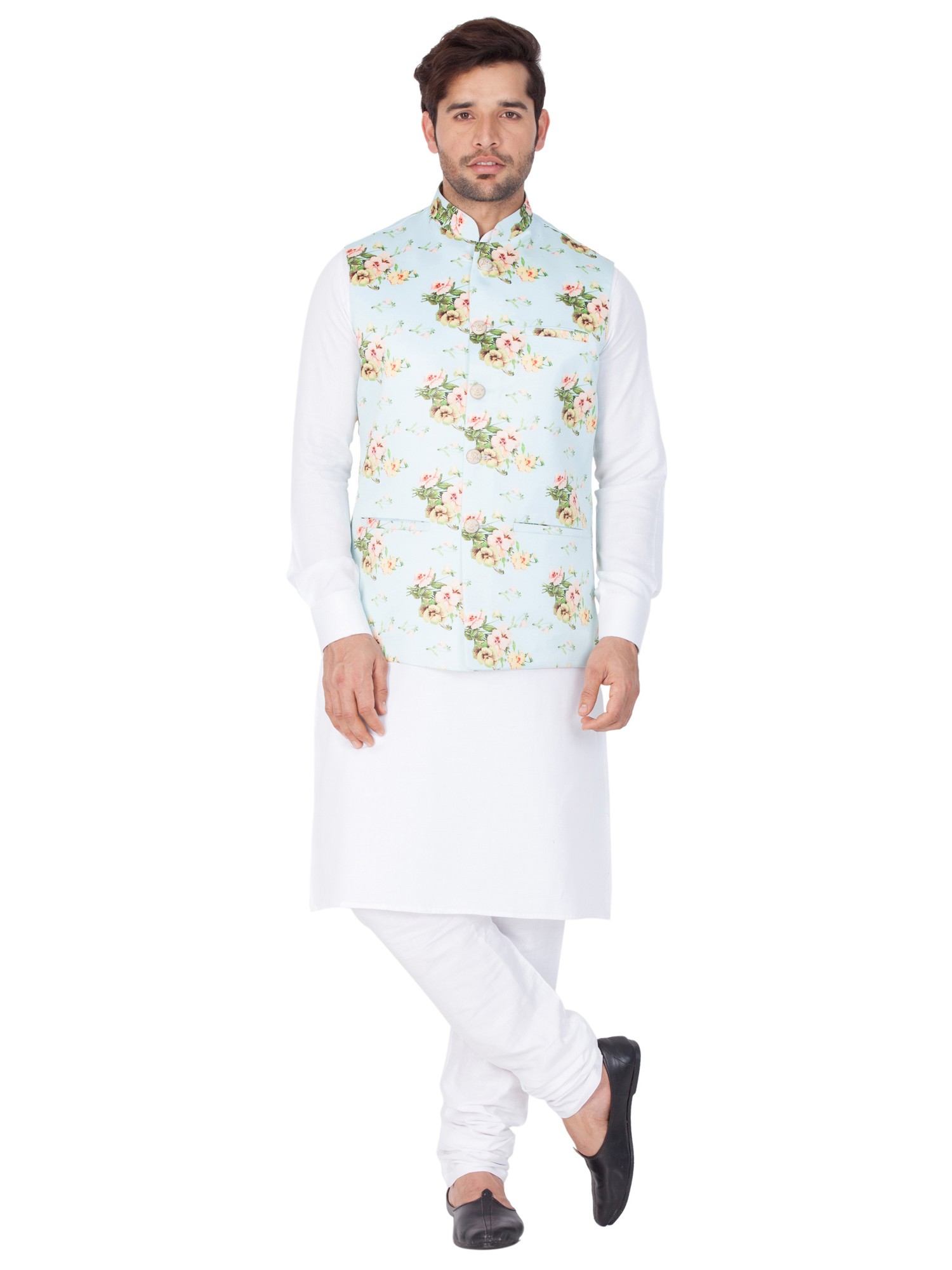 Off-White Embroidered Nehru Jacket With Kurta Set Design by Seema Gujral  Men at Pernia's Pop Up Shop 2024