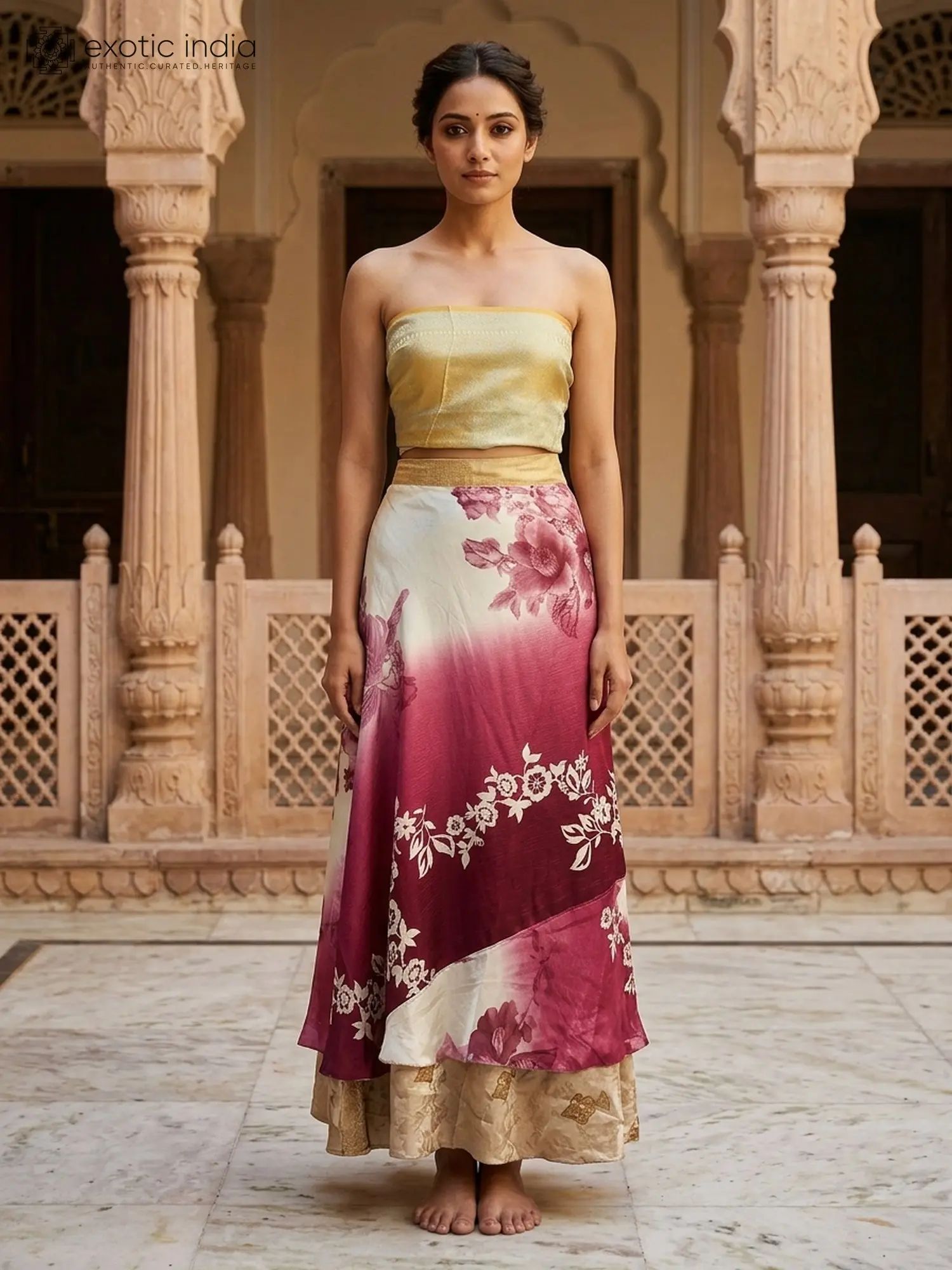 Reversible Wrap Around Silk Printed Skirt