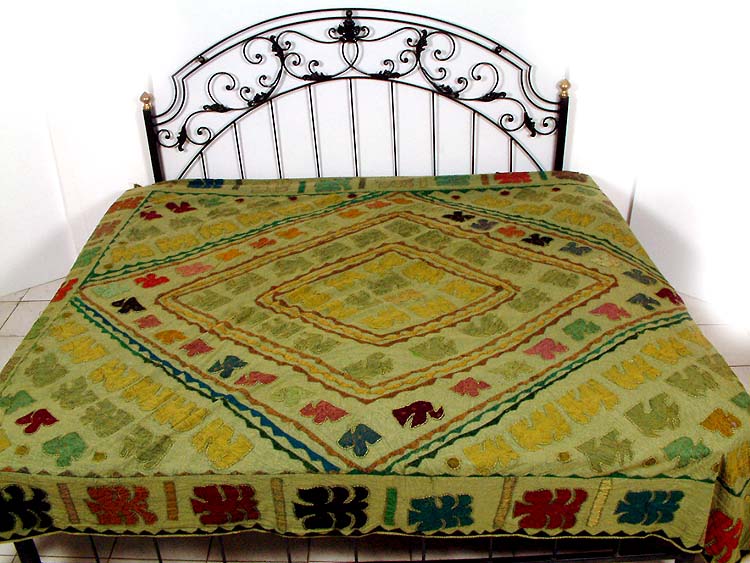 Rajasthani Bedspread with Applique Work Exotic India Art