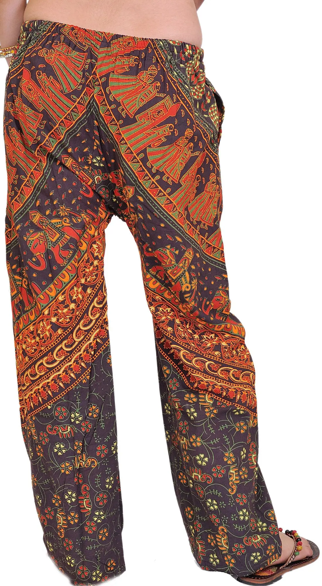 Casual Trousers from Jodhpur with Printed Marriage Procession, alternate view