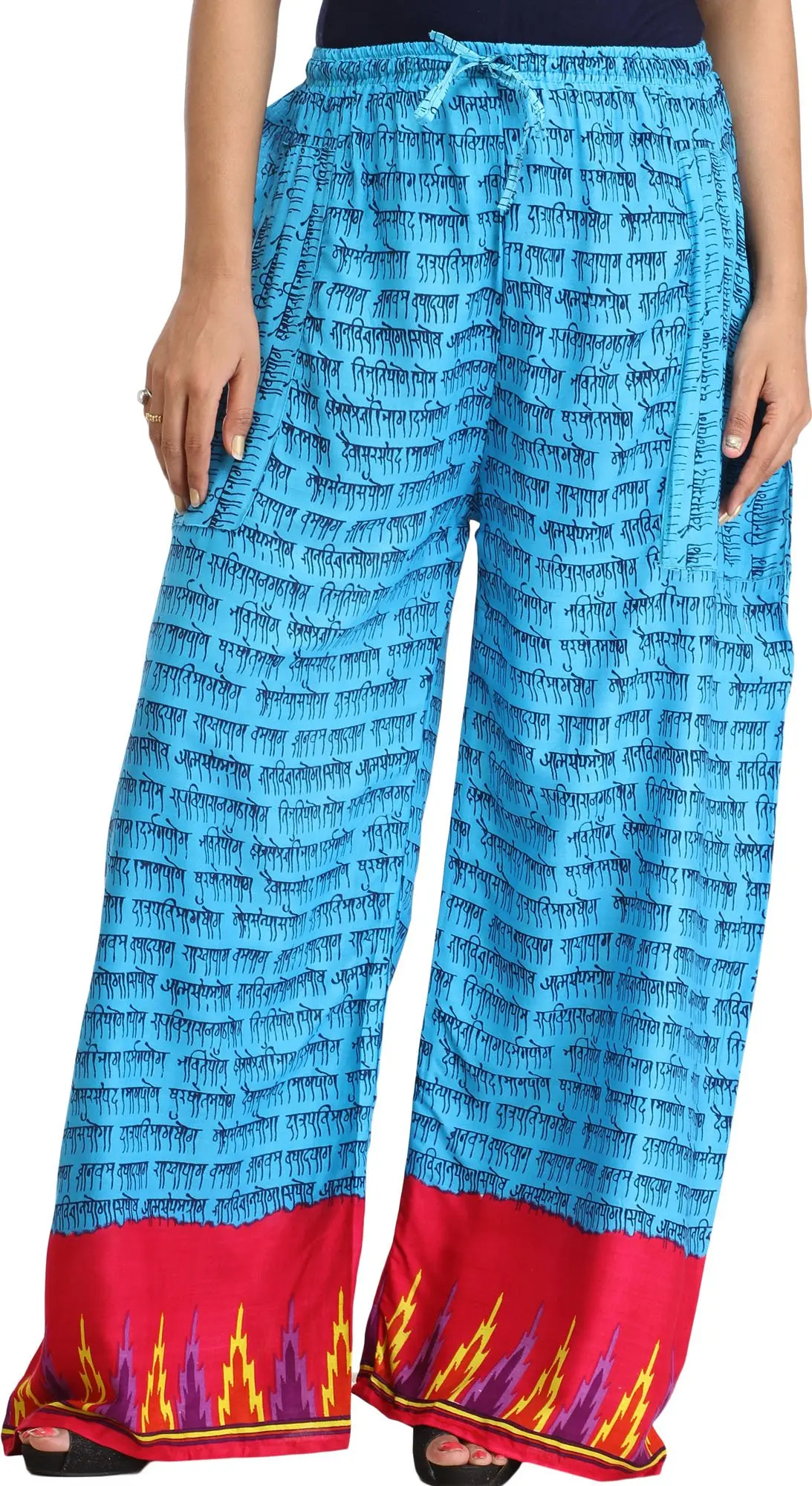 Casual Yoga Trouser with Printed Mantras and Side Pockets