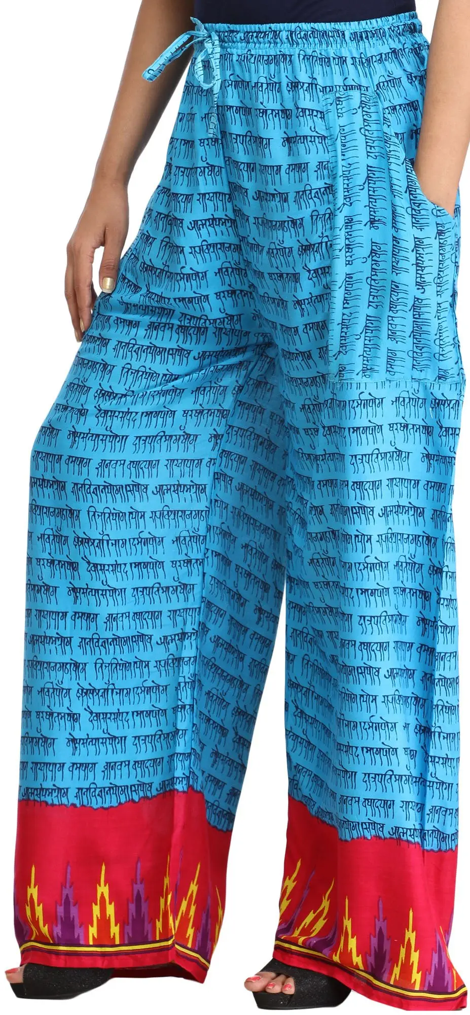 Casual Yoga Trouser with Printed Mantras and Side Pockets, alternate view
