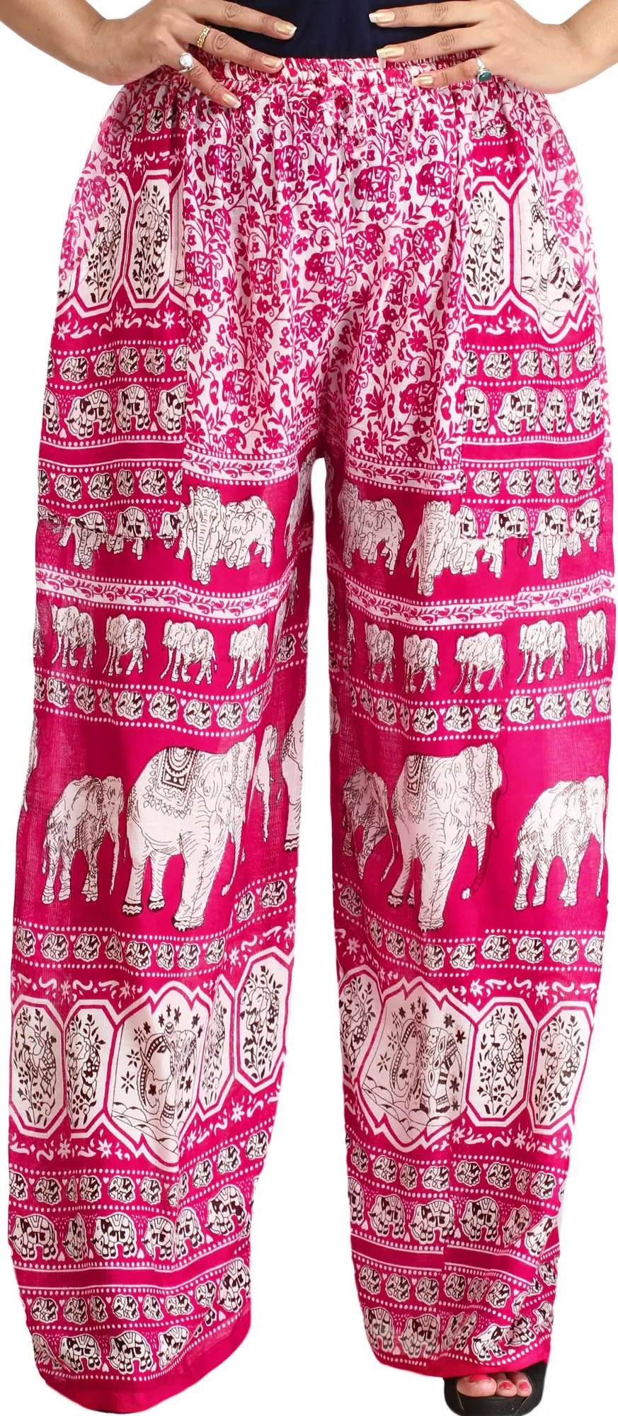 Casual Trouser with Printed Elephants and Side Pockets