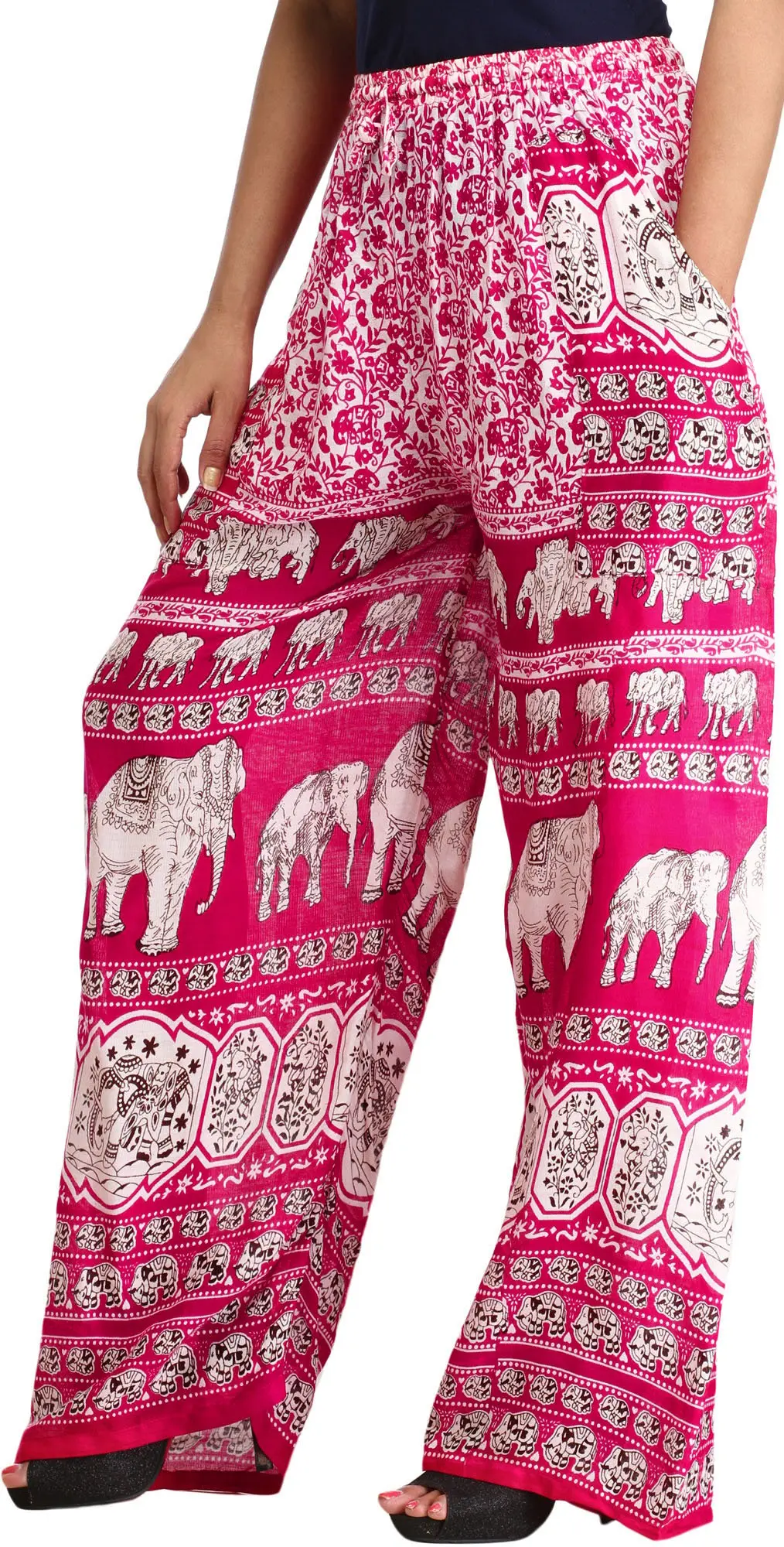 Casual Trouser with Printed Elephants and Side Pockets, alternate view