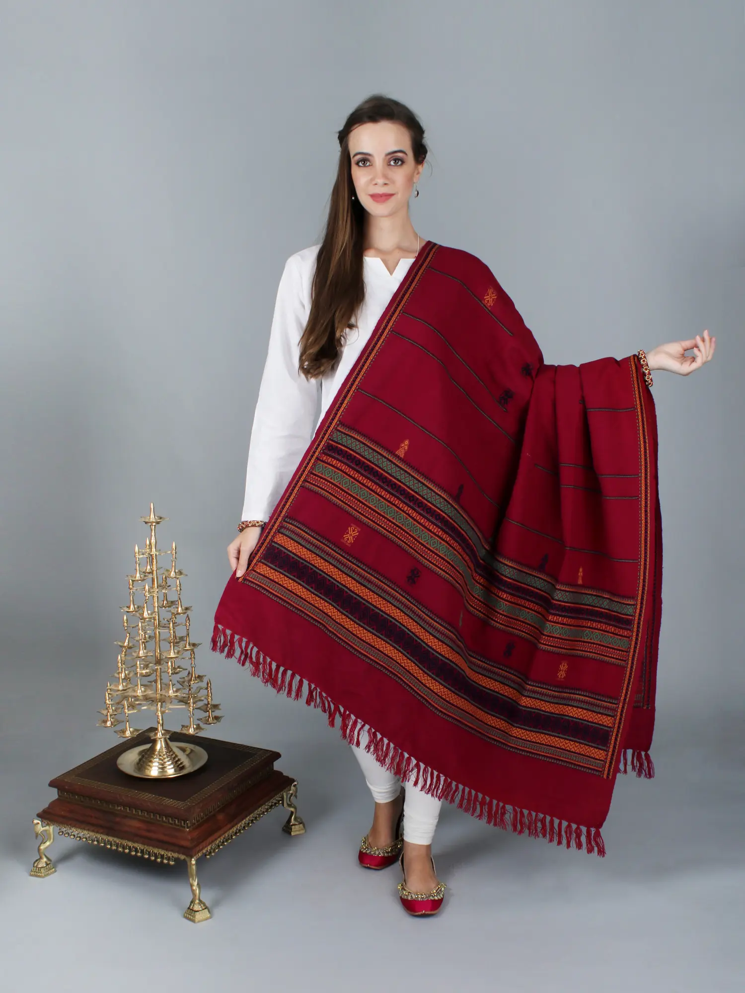 Handloom Shawl from Manipur with Traditional Motifs