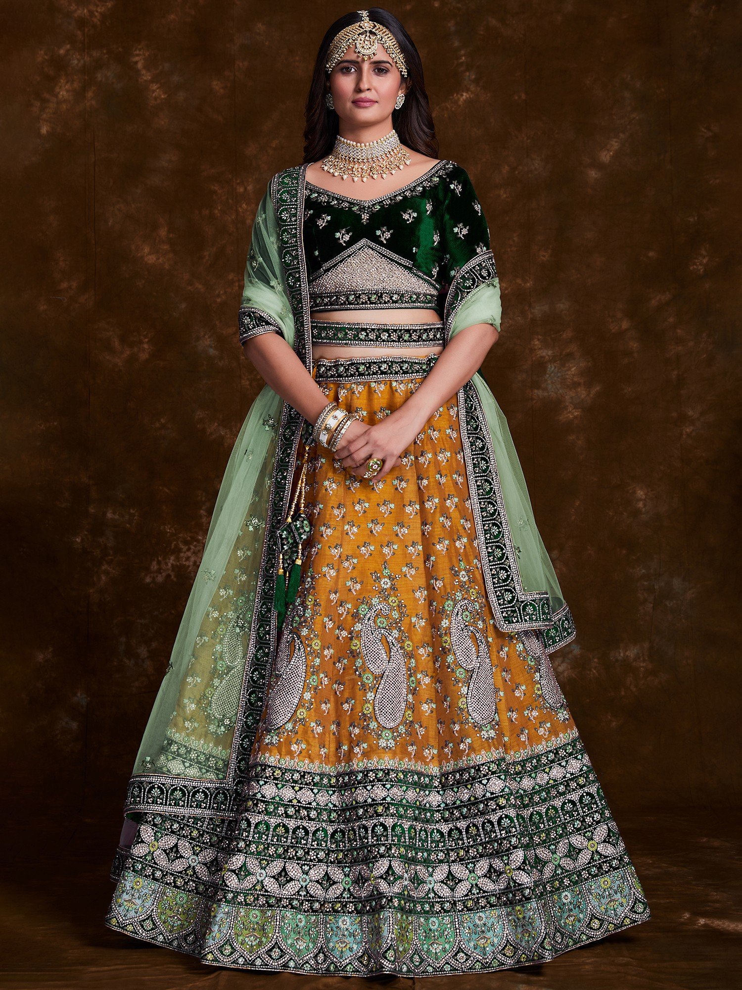 Buy Refreshing Maroon Floral Embroidery Velvet Bridal Lehenga Choli With  Peach Dupatta from Designer Lehenga Choli