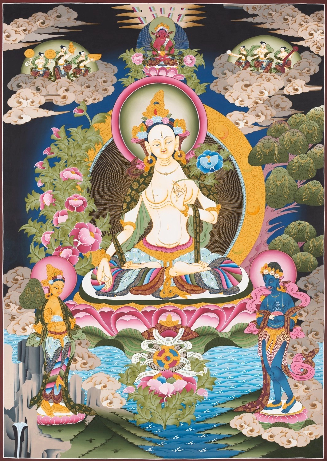 Goddess White Tara Thangka (Brocadeless Thangka) | Exotic India Art