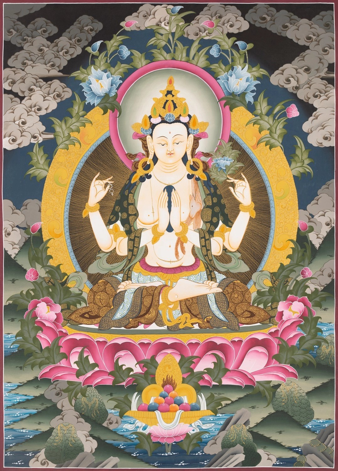 Goddess Avalokiteshvara | Chenrezig Thangka (Brocadeless Thangka ...