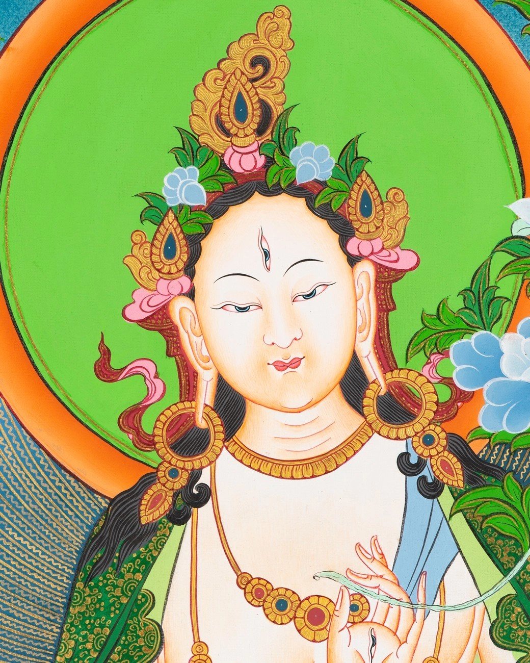 White Tara Thangka (Brocadeless Thangka) | Exotic India Art