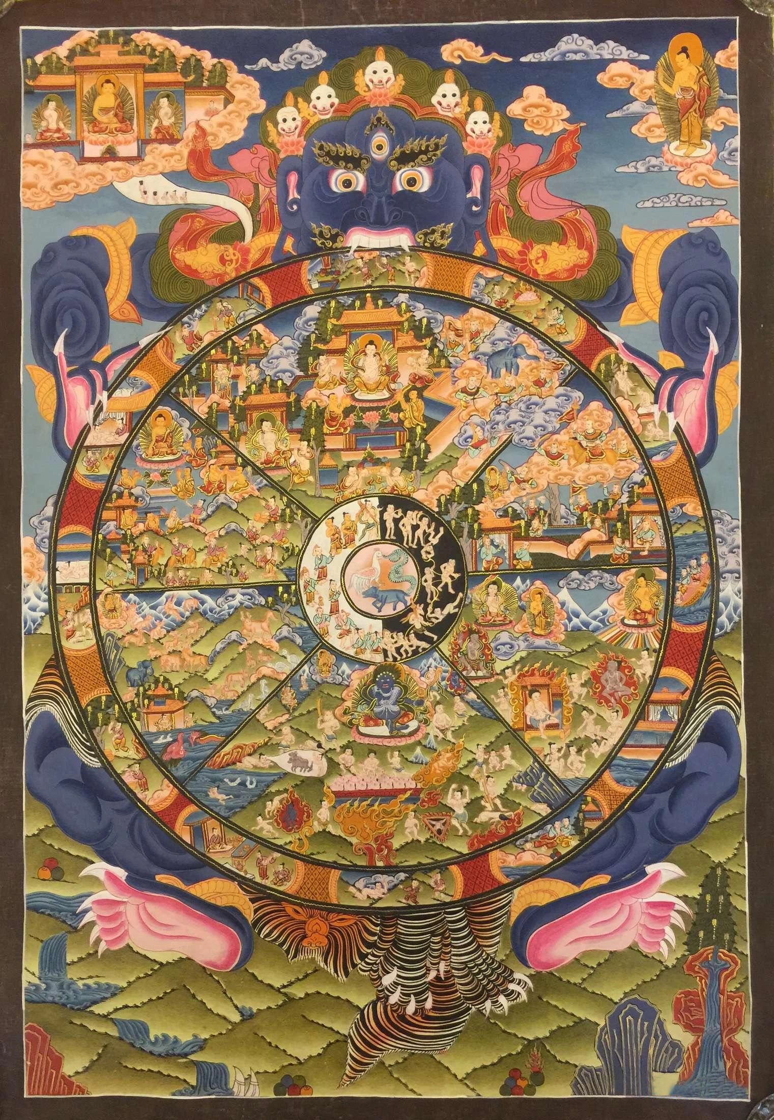 Wheel of Life (Brocadeless Thangka) | Exotic India Art