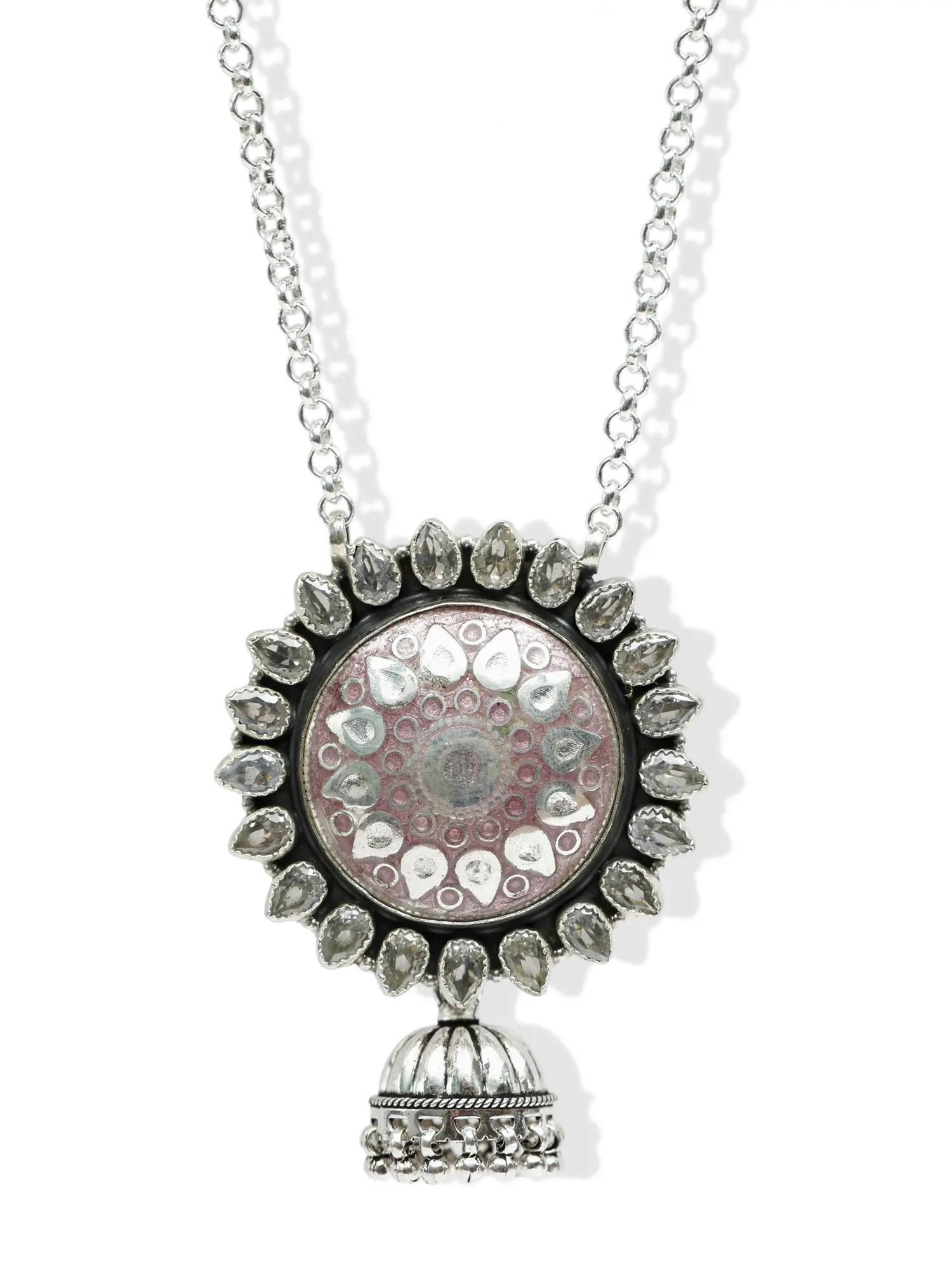 Jhumki Style Sterling Silver Necklace | Exotic India Art