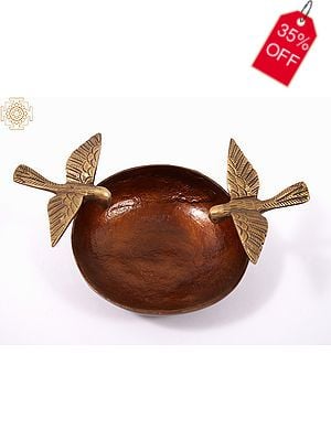 8'' Brass Urli Bowl with Flying Bird | Home  Decor