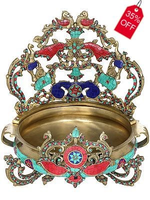 Peacocks and Elephants Inlay Urli