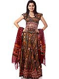 maroon ghagra choli