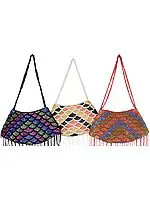 Lot of Three Boat Shaped Densely Beaded Handbags