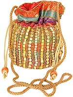 Potli Drawstring Bag with Dense Beadwork by Hand