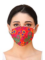 Two-ply Embroidered Fashion Mask with Multi-color Thread Embroidery and Cotton-Backing
